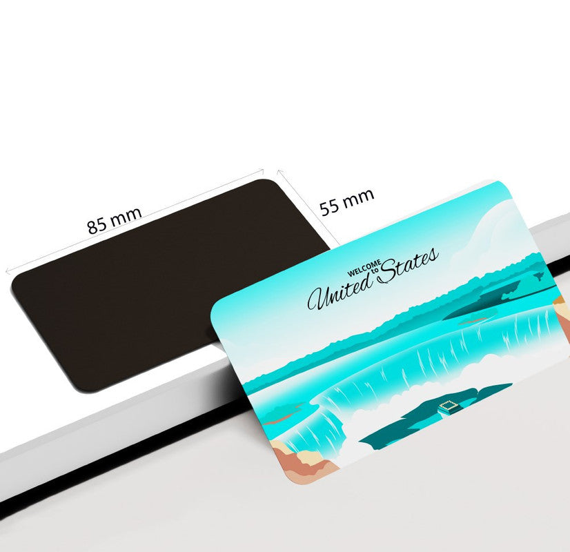 dhcrafts Rectangular Rubber Fridge Magnet / Magnetic Card Multicolor United States D1 Design Pack of 1 (8.6cm x 5.4cm)